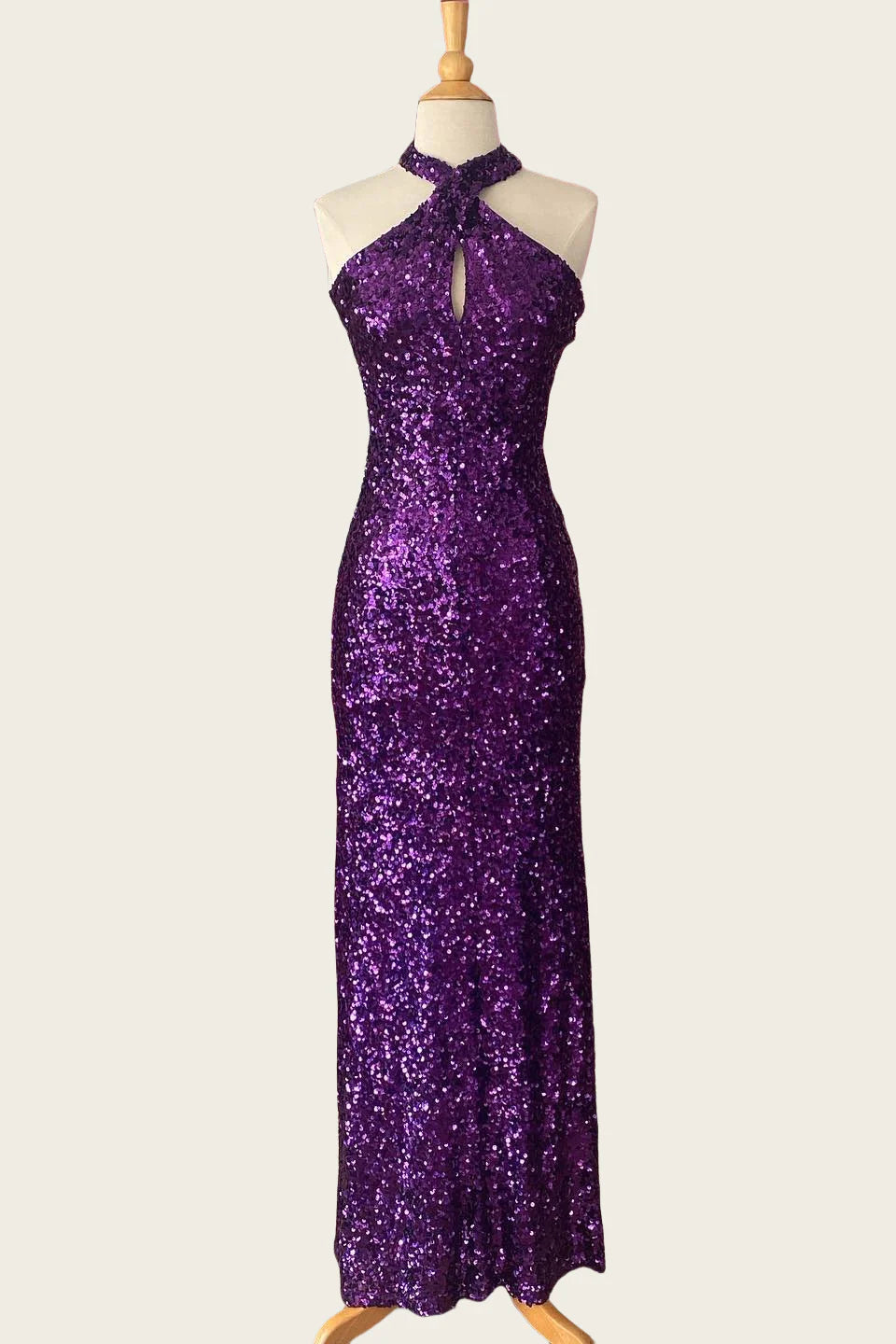 Elegant Mermaid Halter Neck Sleeveless Backless Floor-Length Evening Dress
